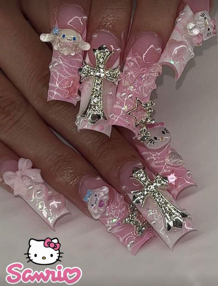 Kawaii Rhinestone Nails 