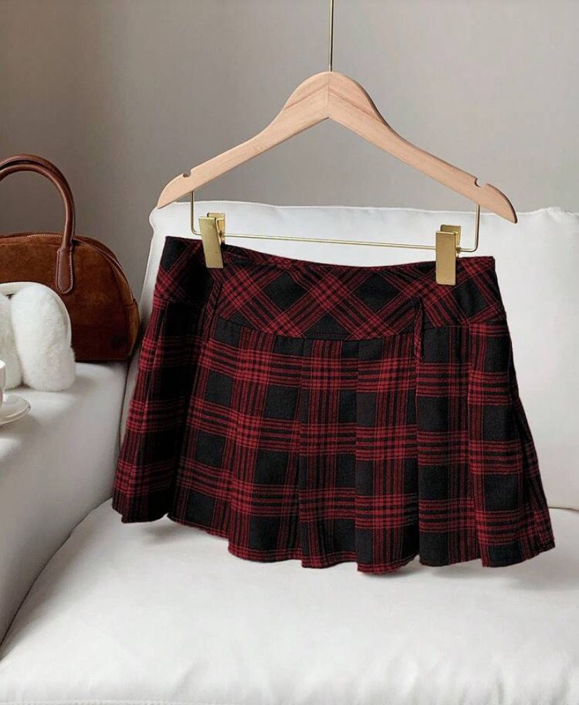 Red Pleated Skirt
