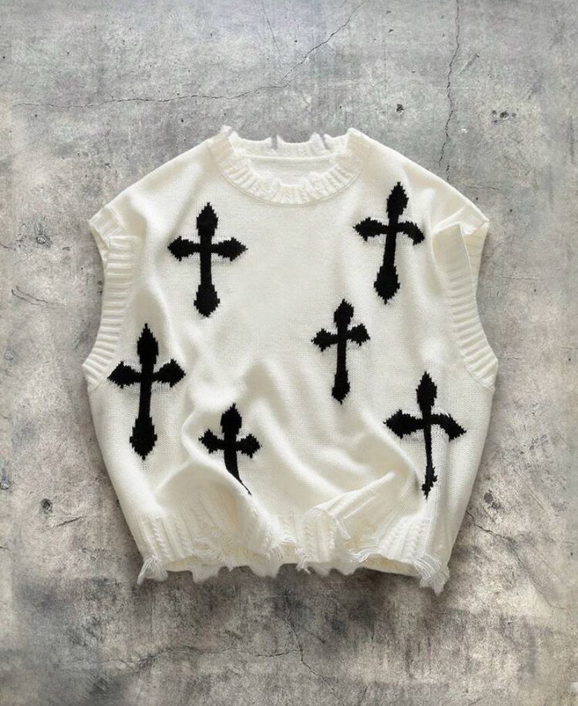 Cross Distressed Vest