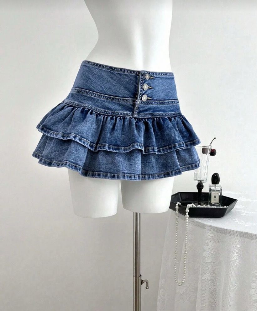 Denim Frill Skirt