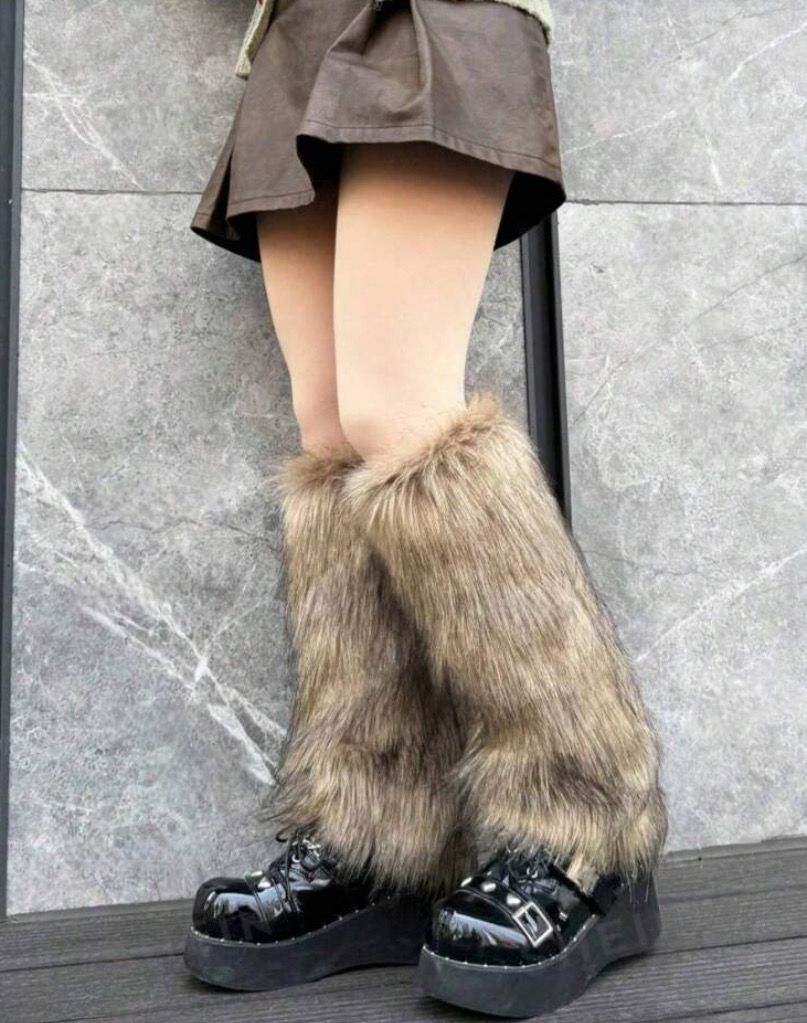 Fluffy Brown Leg Warmers