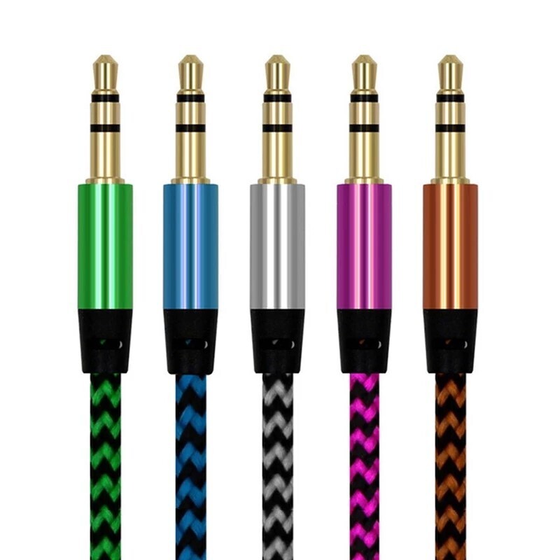 1m Nylon Aux Cable 3.5mm