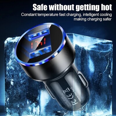 Dual USB Car Charger With LED Display Universal Mobile Phone Car