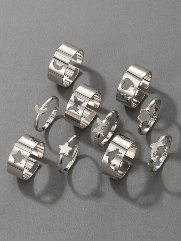 10 Piezas Anillos Plateados