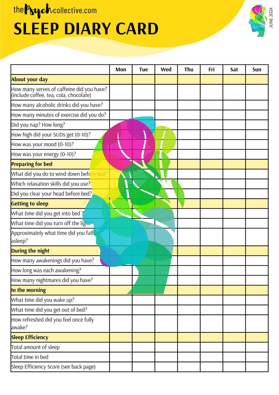 Sleep Diary Card