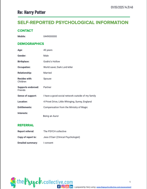 Online Assessment Sample Report