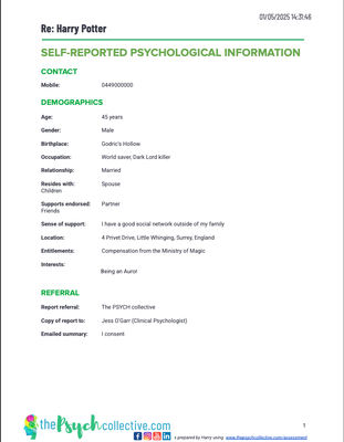 Online Assessment Sample Report