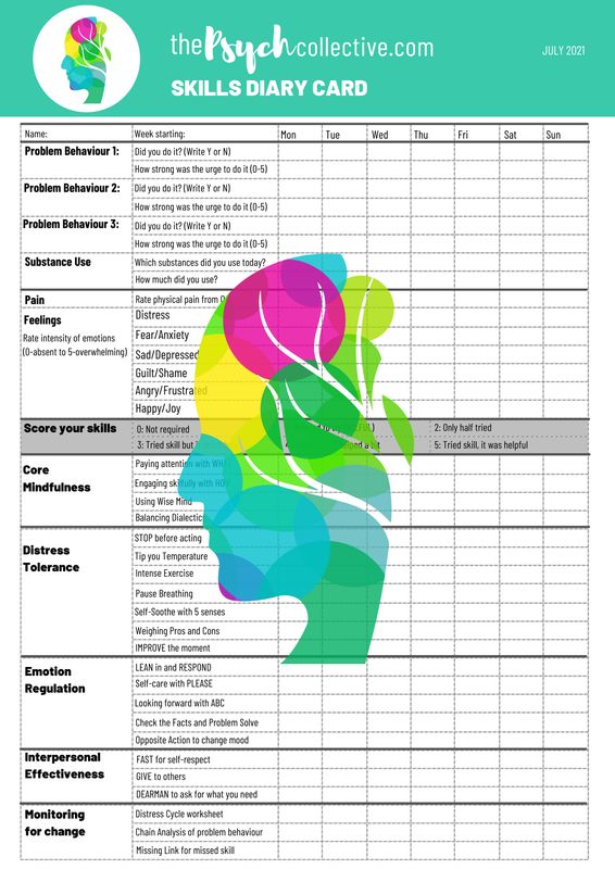 Skills Diary Card