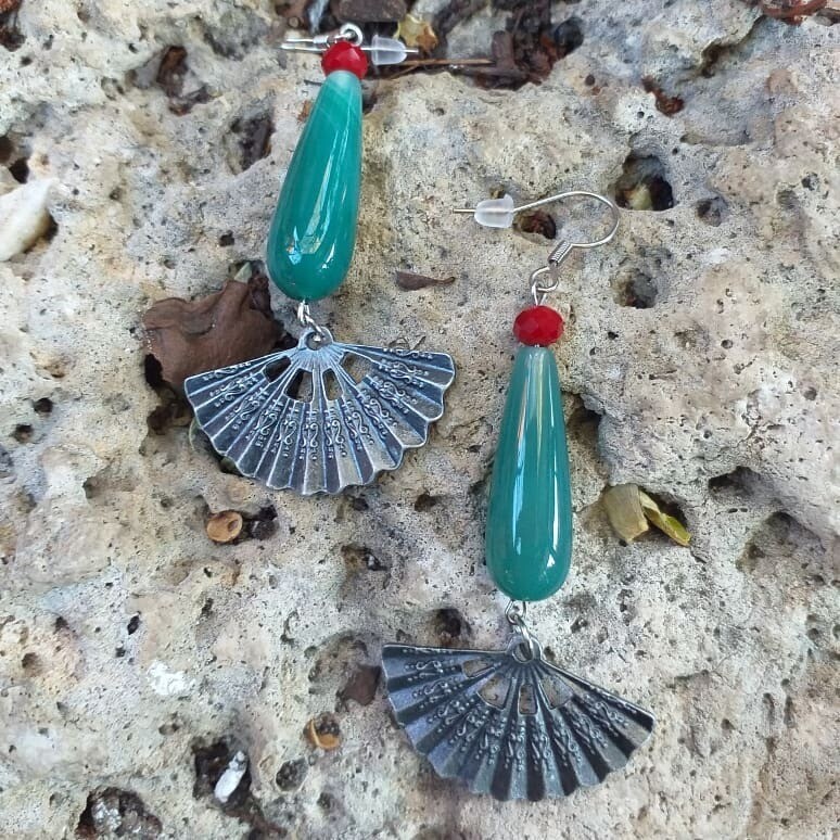 Pendientes abanico verdes