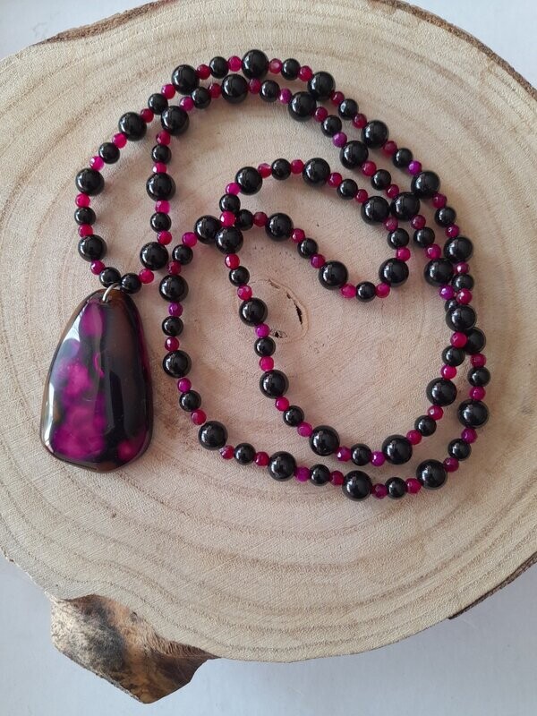 Collar Agatas Fucsia