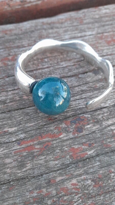 Pulsera Ceramica ondulada verde