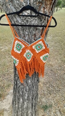 Top crochet mostaza