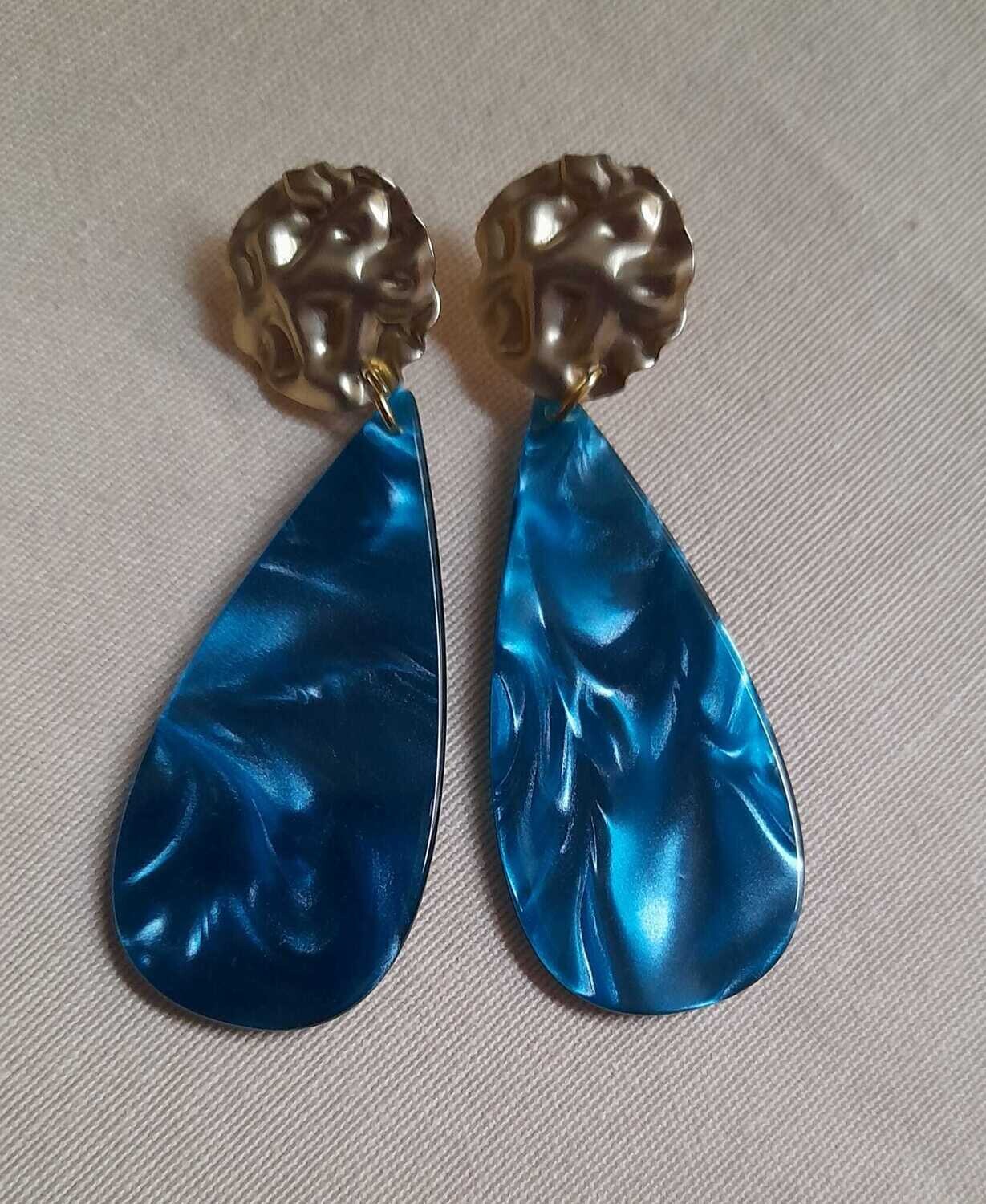 Pendientes lágrima azul