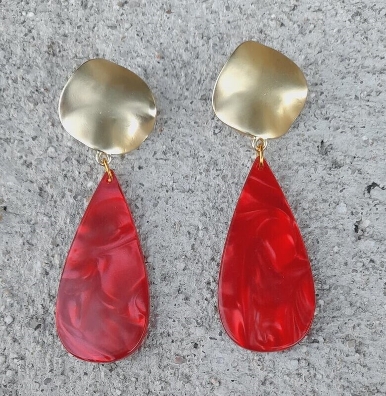 Pendientes lágrima rojo