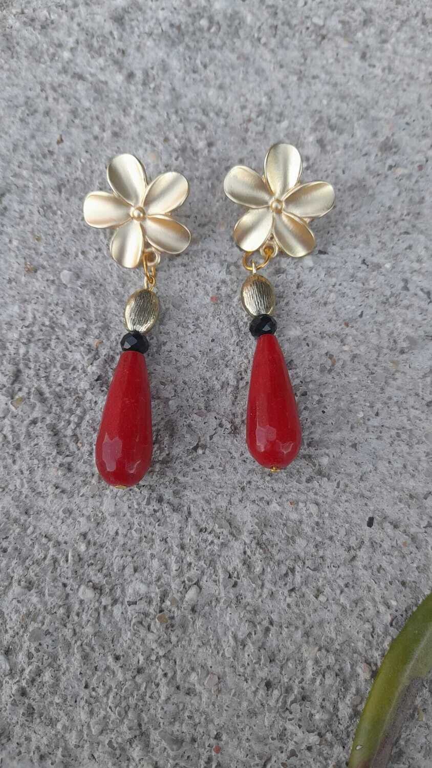 Pendientes lágrima flor