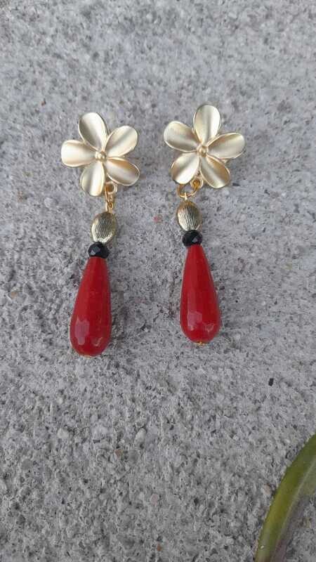 Pendientes lágrima flor