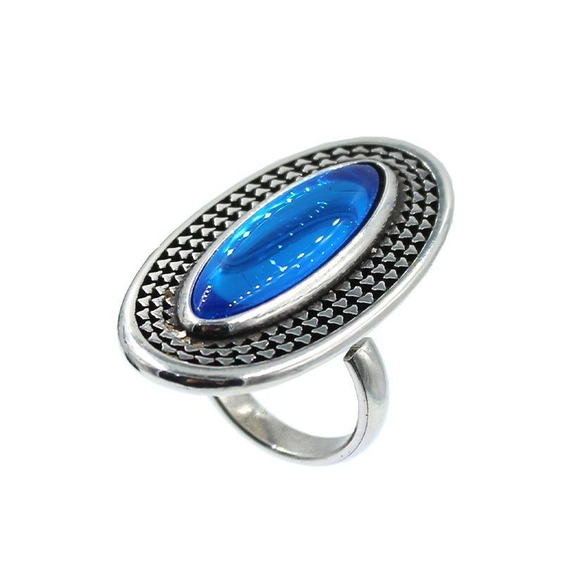 ANILLO OVAL CON CRISTAL DE COLOR