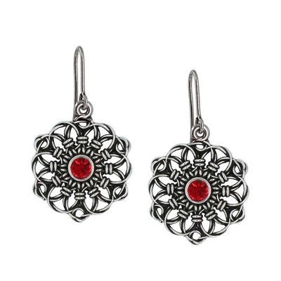PENDIENTES TIPO MANDALA DE HILO CON SWAROVSKI