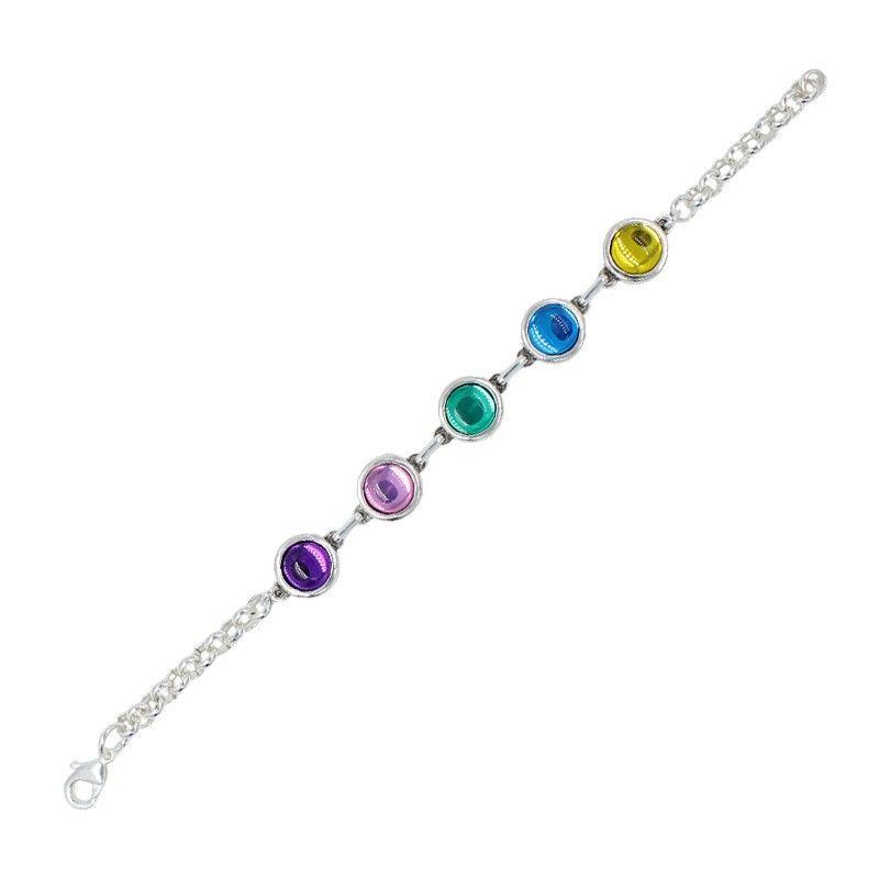 PULSERA ABALORIOS CON CRISTAL ESPEJADO