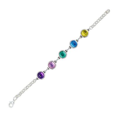 PULSERA ABALORIOS CON CRISTAL ESPEJADO