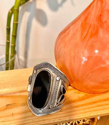 Brazalete plata afgana y onix