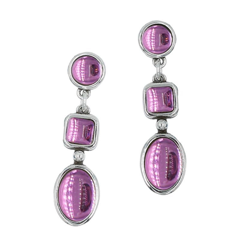 Pendientes cristal articulados espejado Rosa