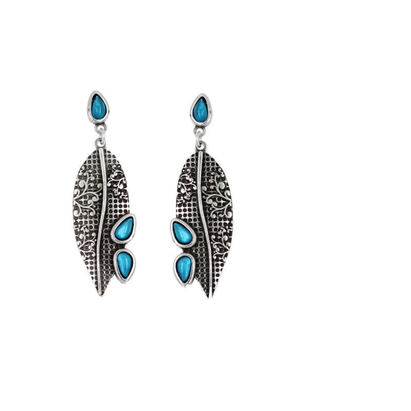 Pendientes hoja con cristal
