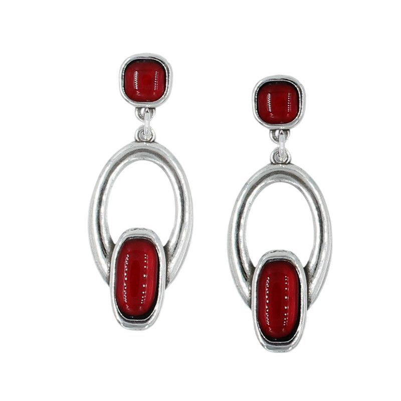 Pendientes ovalados cristal rojo