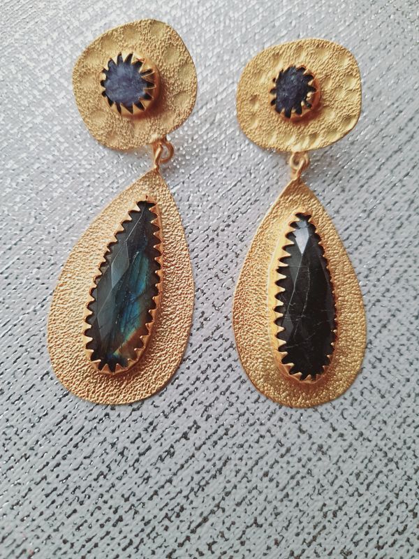 Pendientes lágrima labradorita