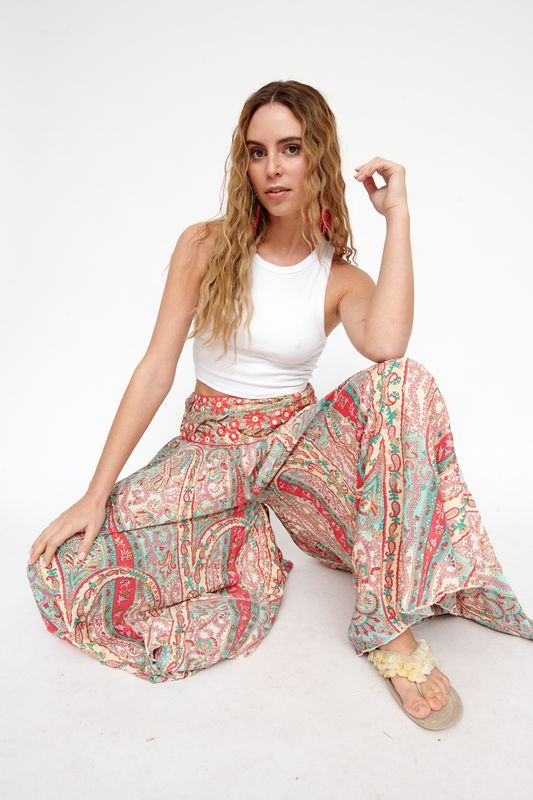 Falda pantalón estampada bordada