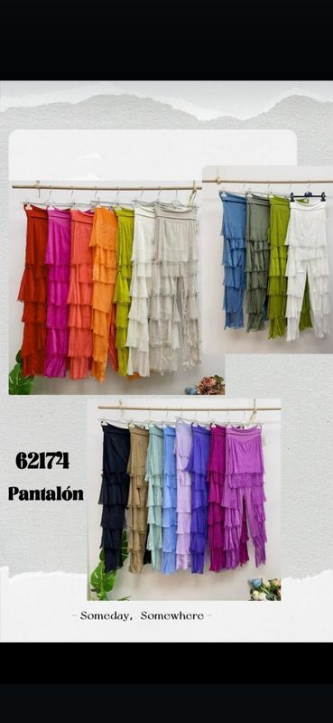 Pantalón volantes seda