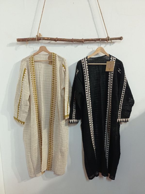 Kimono largo Raik Block Print Negro