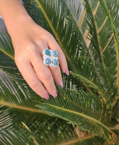 Anillo Trébol Turquesa