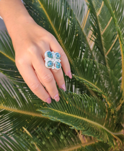 Anillo Trébol Turquesa