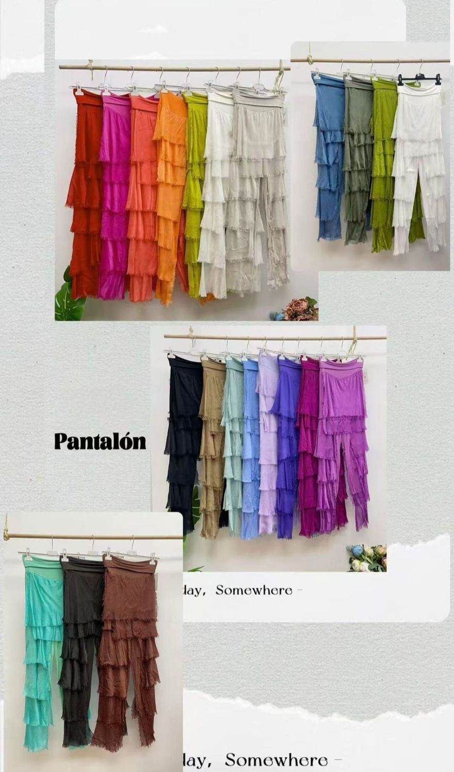 Pantalón volantes seda