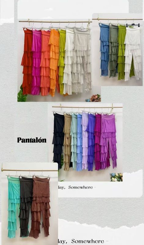 Pantalón volantes seda
