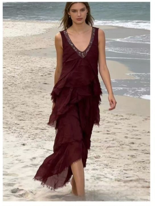 Vestido seda sin mangas