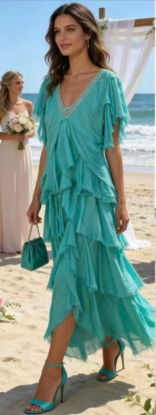 Vestido seda con mangas