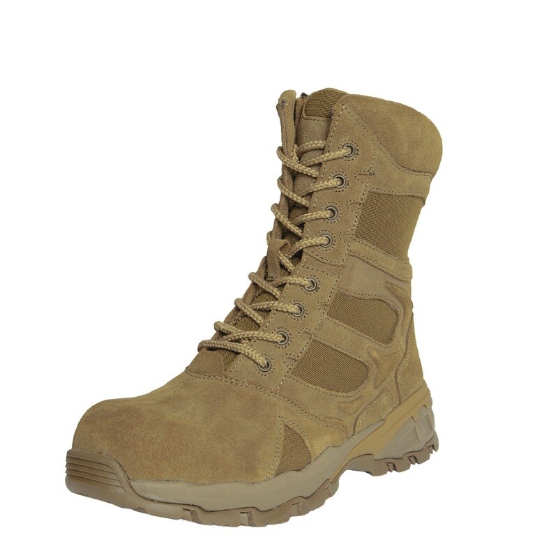8" Forced Entry Composite Toe AR 670-1 Coyote Brown Side Zip Tactical Boot
