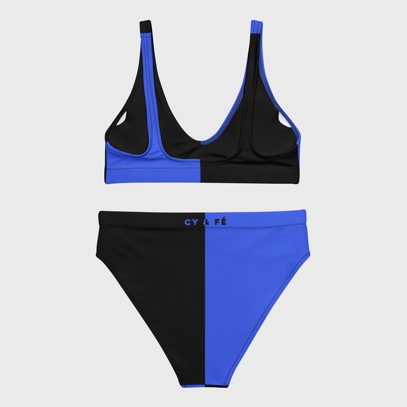 Chess Time | Recycled padded bikini top, Cobalt Blue