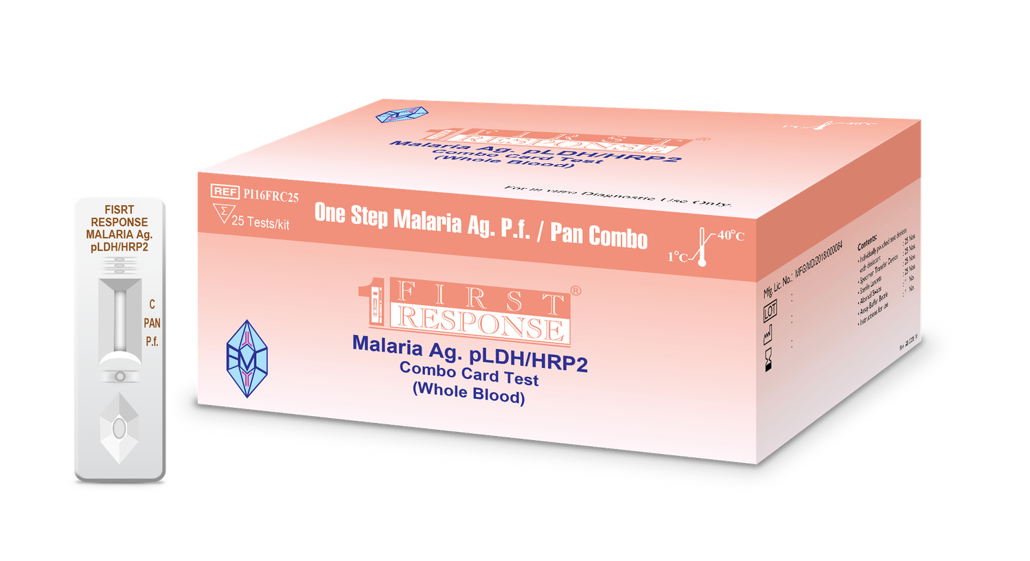 First Response Malaria Ag (pLDH/HRP2) Combo Card Test, Unit: Kit of 25 Tests