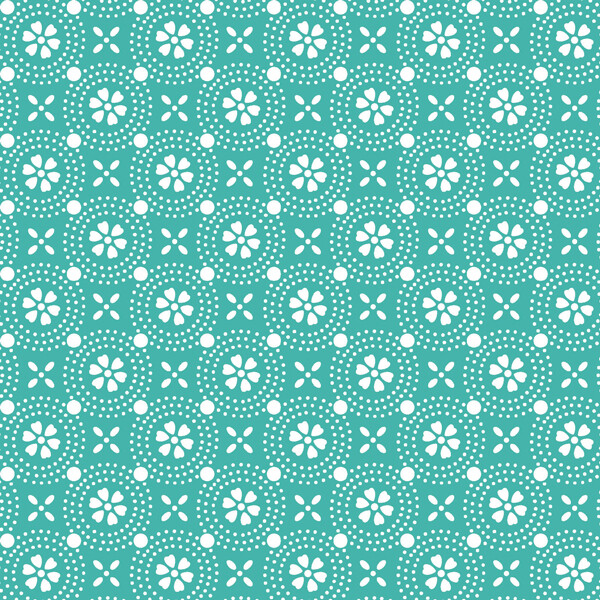 14616 Kimberbell Basics Clover Circle Turquoise $30 per mt