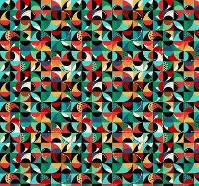 16951 Folk Friends Mosaic Black $32 per mt 16951 Folk Friends Mosaic Black $32 per mt