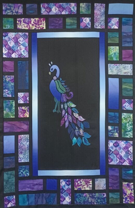 Peacock Through the Window quilt pattern and fabric kit