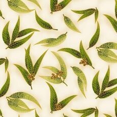 17853 UTAS Gum Leaves Ivory Green $28 per mt