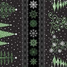 14908 Christmas Night Border Stirpe Black $32 per mt