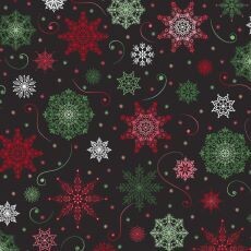 14911 Christmas Night Snowflakes Black $32 per mt