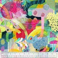 15647 Bright World Digital Print fabric collage $36 per mt