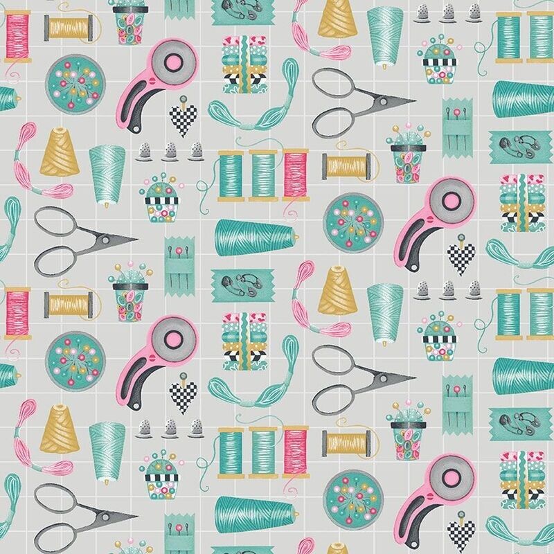 13818 Sew Sleep Repeat Sewing Supplies Grey $32 per mt