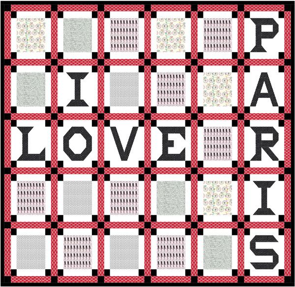 49077 I Love Paris Quilt Pattern $17.50